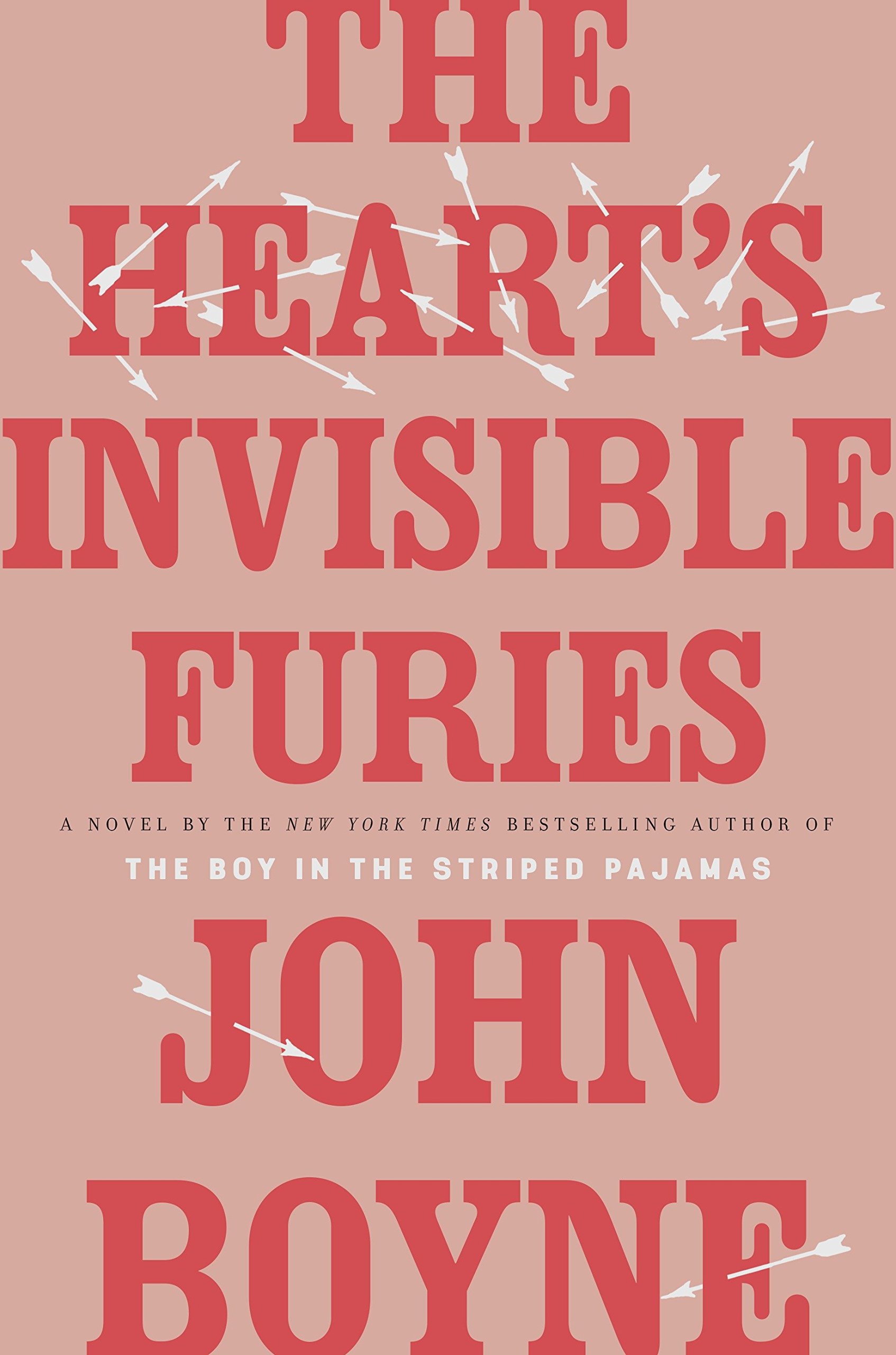 Pink cover with red letters, text
