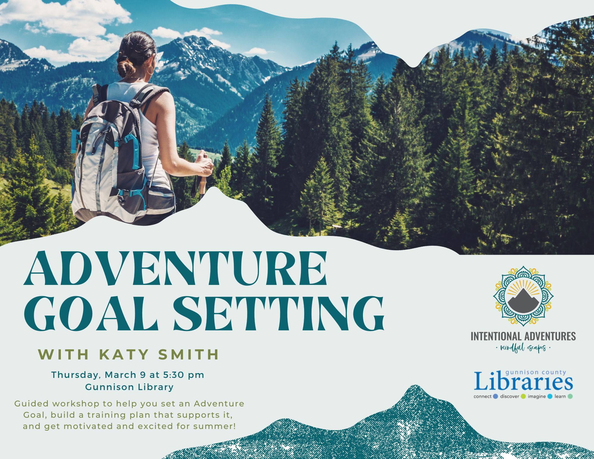 flyer promoting Adventure Goal Setting with Katy Smith