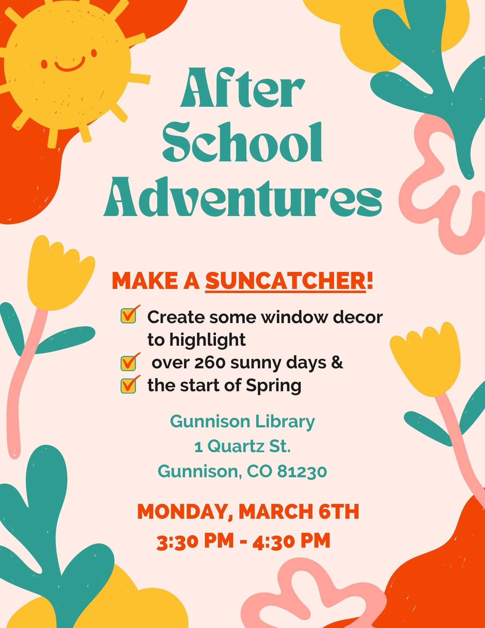 Suncatcher flyer for after school adventures
